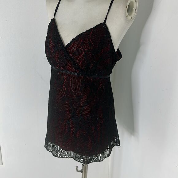 Vintage Vampy Goth Y2k Empire Waist Lace Overlay Camisole Top - Picture 2 of 6